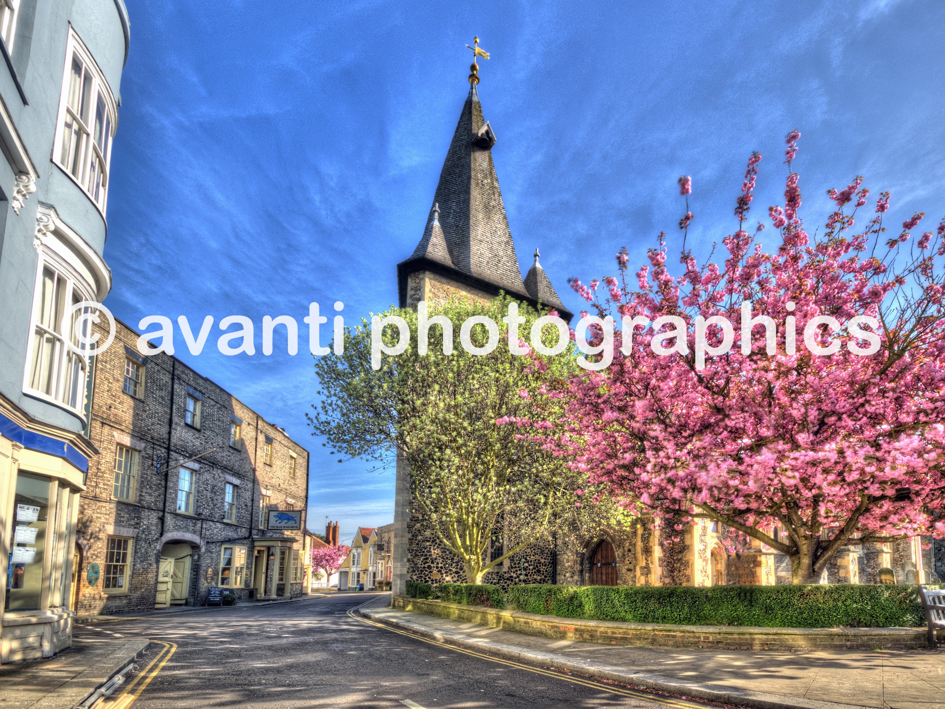 Maldon Scenic Photo | Maldon High Street in blossom view